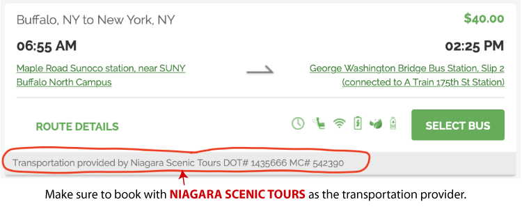 Be sure to choose Niagara Scenic Tours as your transportation provider